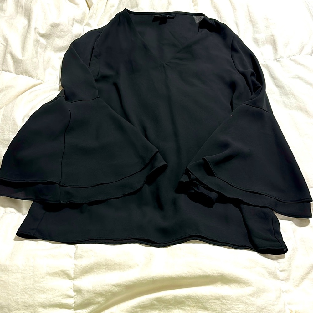 Alfani - Black Long Bell Sleeve V Neck Blouse - Size 2